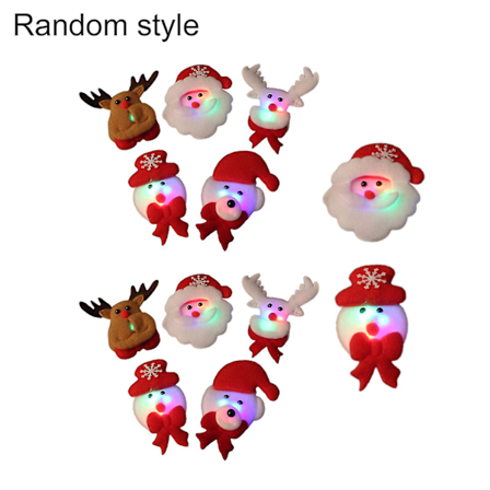 12 stk. LED-broche-nåle - Smukke, dekorative, lette, lysende julebrocher med glitter - Santa-nåle