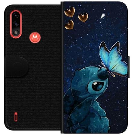 Motorola Moto E7 Power Lompakkokotelo Stitch perhonen