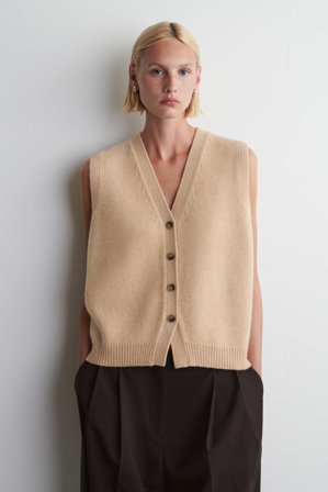 COS Women's Knitted Cashmere Blend Vest in Beige