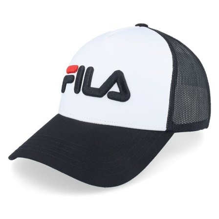 Fila - Vit trucker Keps - Beppu Linear Logo White/Black Trucker @ Hatstore