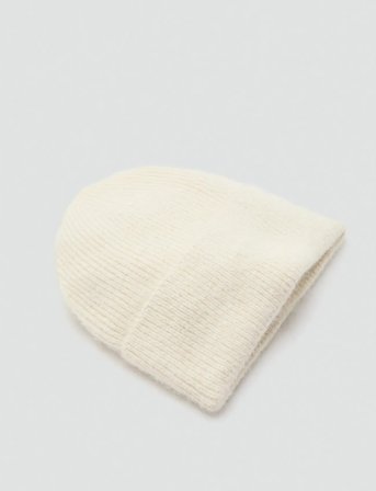 Mango Rib-Knit Cap - Cream - ONE SIZE