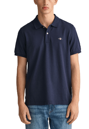 GANT Regular Fit Shield Piqué Polo Shirt T-shirts Herr Blå S