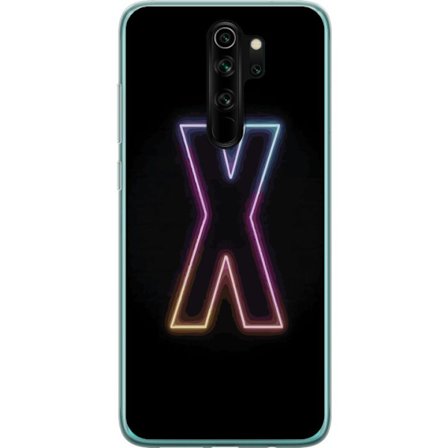 Yhteensopiva Puhelinkuori Xiaomi Xiaomi Redmi Note 8 Pro Neonkirjain X voimakkaissa väri vaihteluissa mustaa taustaa vasten, voimakas typografinen s