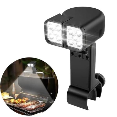 Roterbart dobbelt grill- og cykellygte – LED-lampe med to hoveder til BBQ og cykel