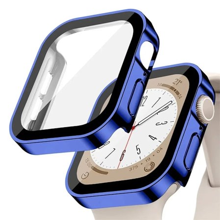 Glas + skal för Apple Watch serie 9 8 7 6 5 4 se 44mm 40mm 41mm 45mm Rak Kant Skärmskydd Apple Watch tillbehör
