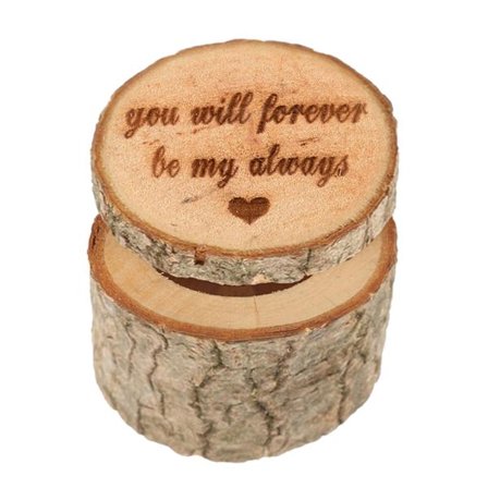 Rustik Træ Bryllupsring Æske Holder Håndlavet Vielsesring til Etui Forlovelse