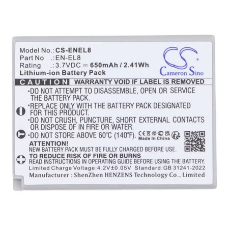 Batteri til kamera til NIKON Coolpix P1, Coolpix P2, Coolpix S1 osv.