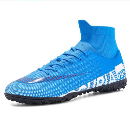 Udendørs fodboldstøvler Højankeltrænings sportssneakers Broken nail blue 41