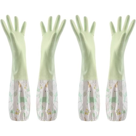 Oppvaskhansker 2 par lange sklisikre vanntette gummihansker