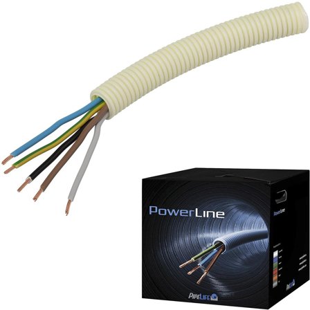 Pipelife FK PowerLine Kabel forhåndslagt, PVC- og halogenfri 5G 2,5 mm², 20 mm x 50 m, Stikkontakter & kabler