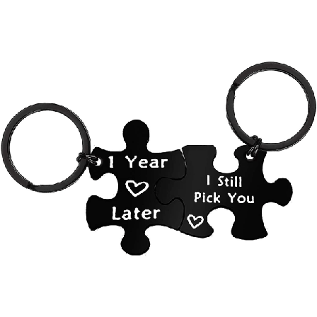 Jubilæumsnøglering gave til hende ham par nøglering puslespil brik nøglering sæt IC