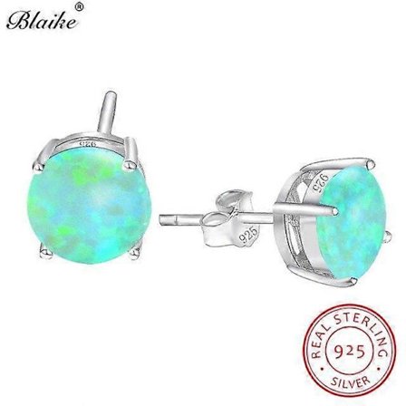 Blaike Äkta 100% 925 Sterling Silver Vit/Blå/Grön Opal Örhängen För Kvinnor Mystisk Regnbåge Zirkon Örhängen Fina Smycken