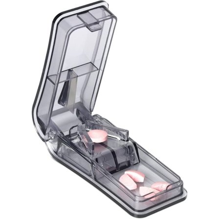 Pillerdelare, pillerdelare med blad och förvaringsfack för små eller stora piller