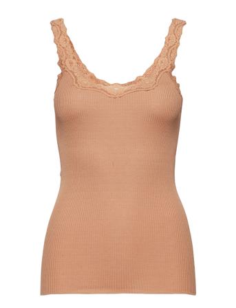 Silk Top W/ Lace T-shirts & Tops Sleeveless Rosa Rosemunde*Betinget Tilbud