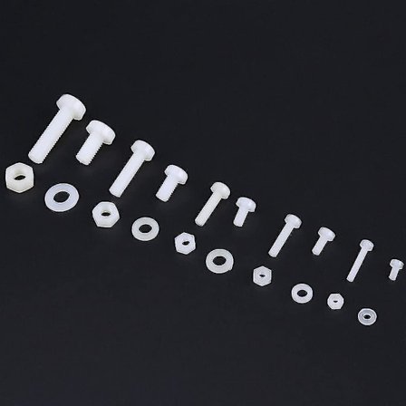 150 stk sett med skruer, bolter og muttere, skiver, assortert sett, hvit nylon M2 M2.5 M3 M4 M5