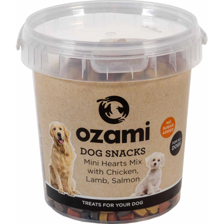 Ozami Dog Snack Mini Hearts Mix Bucket 500 g - Ozami