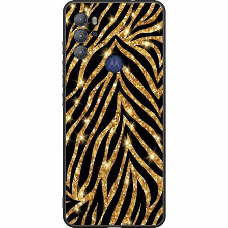 Motorola Moto G60s Svart Skal Gold & Glitter