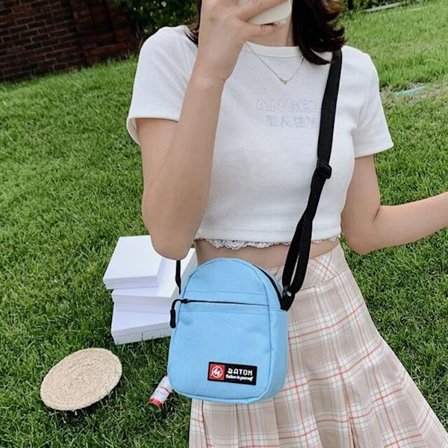 Mobil lerretsveske Crossbody dameveske BLÅ