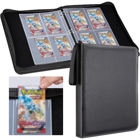 Booster Pack Binder, Holder til 48 Booster Packs, 4 Lomme Booster Pack Holder med 12 Booster Pack Sleeves, Booster Pack Display Protector Binder er 