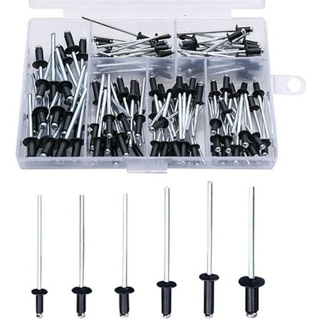 Svart Blindnit 200 Stykker Blindnitter Nagler med Boks Aluminium Nagler Pop Nagler Pop Nagler Assortert Åpne Runde Nagler Aluminium Blindnitter 
