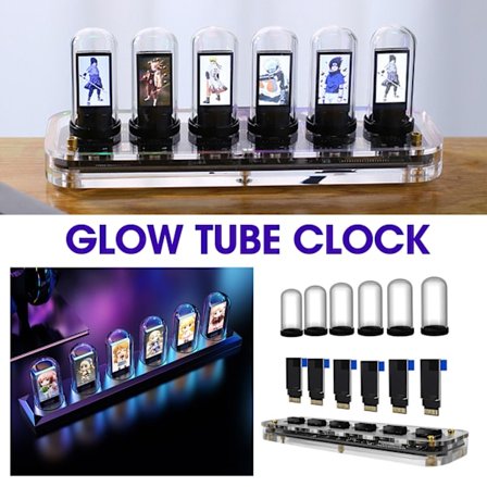 Glow IPS RGB Nixie Tube Clock Glow Tube Clock Creative Decor Gifts DIY