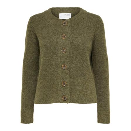 Selected Femme Sia ls knit cardigan kalamata melange - Selected Femme - Army Grøn, L Grøn, Dame Cardigans