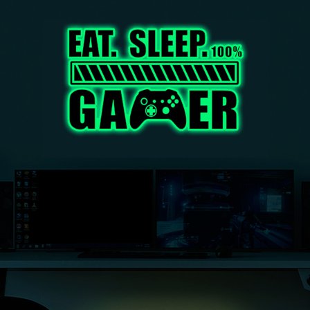 Game Wall Decal Glow in The Dark-Green-Gamer Boy Wall Stickers V