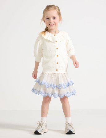 Lindex Skirt Flounces And Smock Embr - White - 98/104