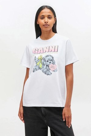 Basic cotton jersey neon puppy t-shirt bright white XS