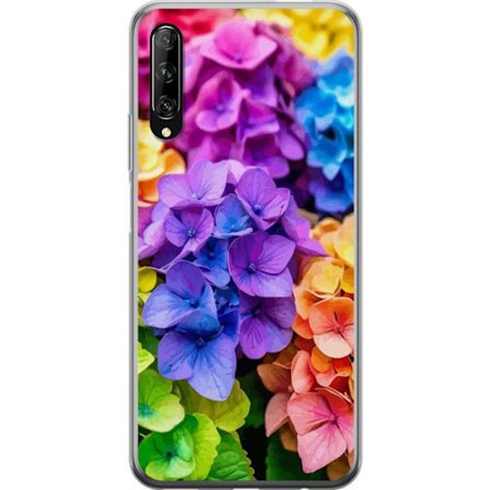 Yhteensopiva Puhelinkuori Huawei Huawei P smart Pro 2019 Hydrangea kukkia hortensia kukkia värikkäitä sateenkaari kukkakuosi vaaleanpunainen sinine