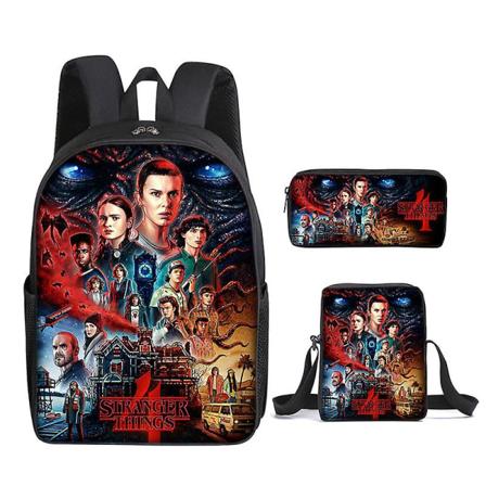 Stranger Things Season 4 Reppu Opiskelijan 3 set Koululaukku Kangaslaukku 22 väriä 3