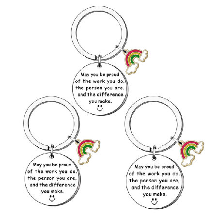 Tak Nøglering Tak Gaver til Kvinder Mænd Afskedsgaver til Kolleger Sygeplejerske Lærer Mentor Træner Frivillige Ansatte (3 stk., mixcolor) IC