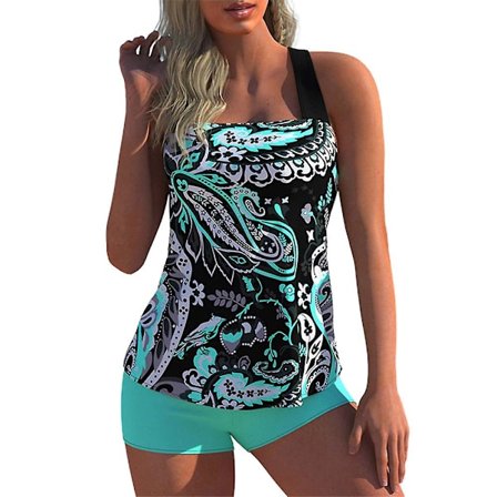 Kvinnors baddräkt bikini set topp pojkar shorts baddräkt plus size