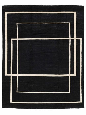 Hand Knotted Squared Rug 243X297 Black/Orange