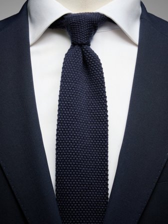 John Henric Men's Navy Blue Wool Knitted Tie Size 6