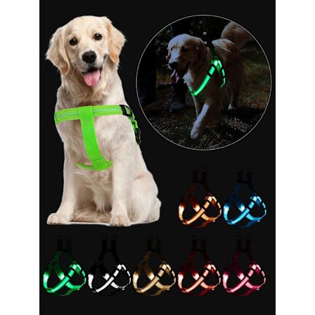 Luxtrada Lysende Hundesele Uten Trekk LED Hundesele med Håndtak Oppladbar Lysende Hundevest Sele for Små/Middels/Store Hunder (Multi-c (FMY)