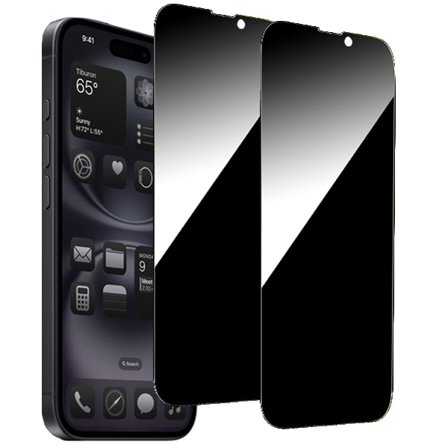 2-pakning kompatibel med iPhone 16 personvernskjermbeskytter - herdet glass, anti-spion privat beskyttelse