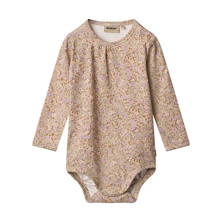 WHEAT Body Long Sleeve Liv Lilac Flower Meadow Str 80/12 m, Tøj & Bolig, Børnetøj, Sparkedragter & Bodyer