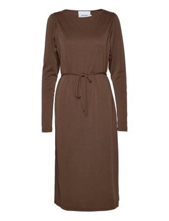Brinley Boatneck Dress Brown Minus
