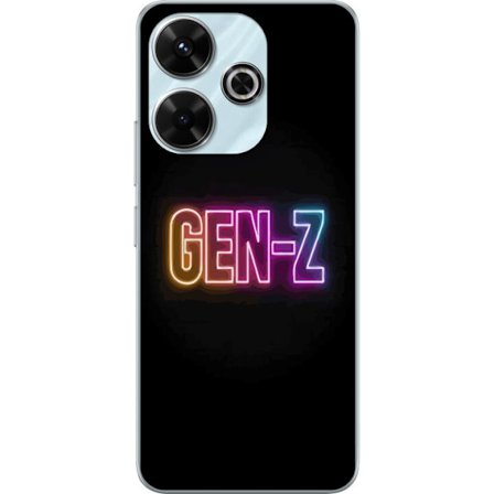 Yhteensopiva Puhelinkuori Xiaomi Xiaomi Redmi 13 Neontext Gen Z värikkäässä valossa tummaa taustaa vasten modernissa digitaalisessa tyyliissä