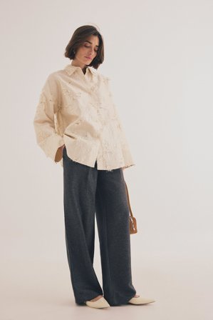 NA-KD - Bukse med rette ben og middels liv - Skreddersydde bukser - Grå - EU 44