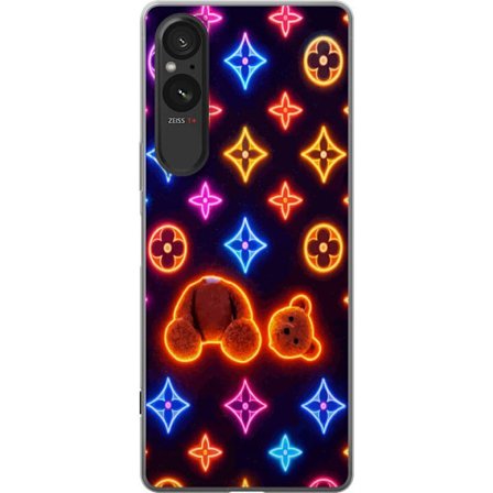 Yhteensopiva Puhelinkuori Sony Sony Xperia 5 V Neonvärisellä ylellisellä kuviolla, jossa hehkuvia nalleja pop-taide-esteetiikassa