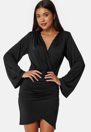 Bubbleroom Occasion - Wrap Soft Short Dress - Kläder Omlottklänning