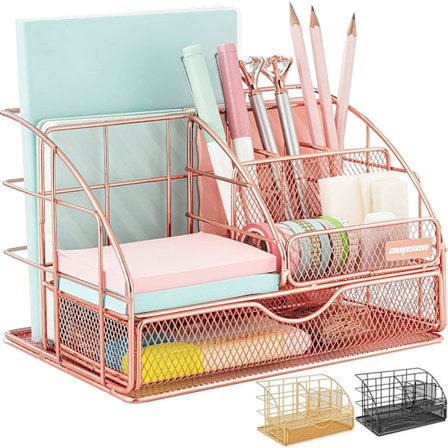 Skrivebordsorganisatorer og tilbehør - Oppgradert skrivebordsorganisator 6 rom, 1 stor skyveskuff