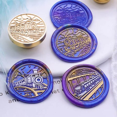 Spring and Autumn Excursions DIY Handmade Seal Stamp Fire Lacquer Stamps Copper Head Train Series Stamp