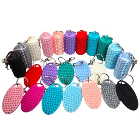 Nøglering (2 stk.), Overstimulering, Stim Nøglering, Beroligende Fidget Nøglering til Angstlindring (sort og rød)