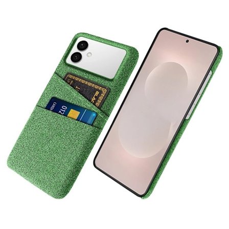 Mobilskal till Samsung Galaxy S26 Edge Tyg + Hård PC Med Dubbel Kortplats - Grön