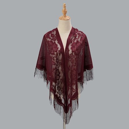 Dame Sjal Evening Prom Cape VIN RØD