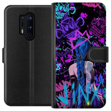 Yhteensopiva Lompakkokotelo OnePlus OnePlus 8 Pro Värikäs graffitipiirustus, jossa on sinipäinen hahmo urbaanissa katutaidetyylissä