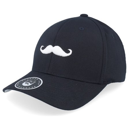 Bearded Man - Svart flexfit Keps - Mustache Logo Black Flexfit @ Hatstore